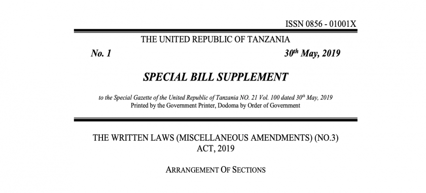 THE WRITTEN LAWS (MISCELLANEOUS AMENDMENTS) (NO.3) ACT, 2019