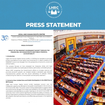 LHRC Raises Concerns Over Human Rights Risks in the 2026/2027 Government Budget Through Finance Bill